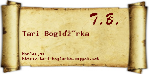 Tari Boglárka névjegykártya